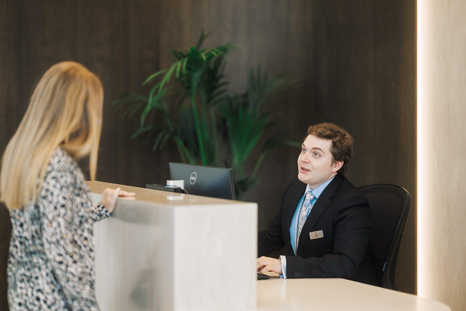 Waterfront Private Hospital reception area with welcoming staff